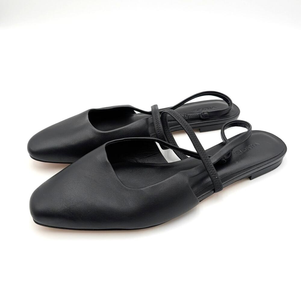 Vince Bernice Slingback Flat Elastic Straps Women's Black Size US11M EU42